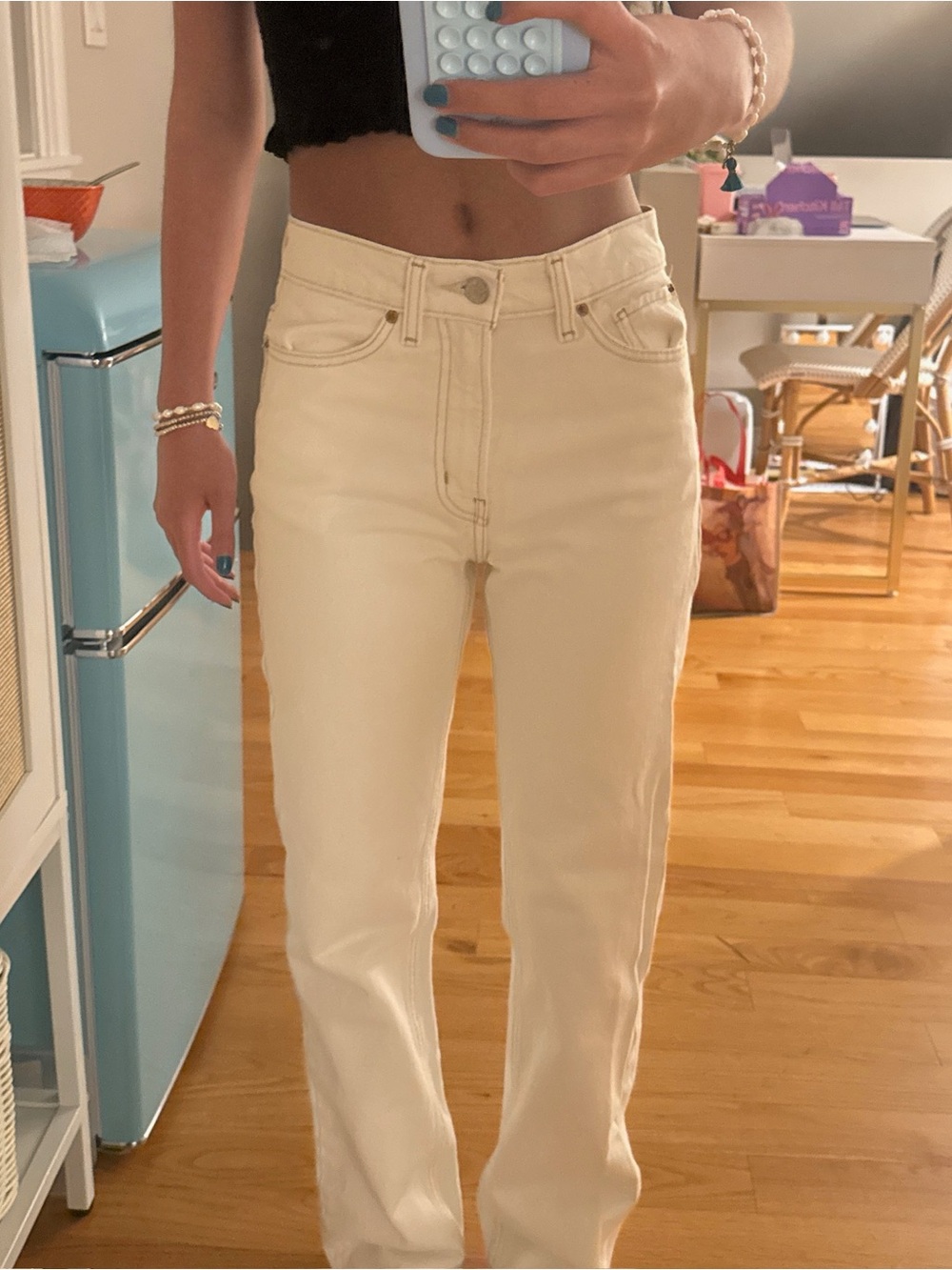BDG High-Rise Cream Straight Jeans